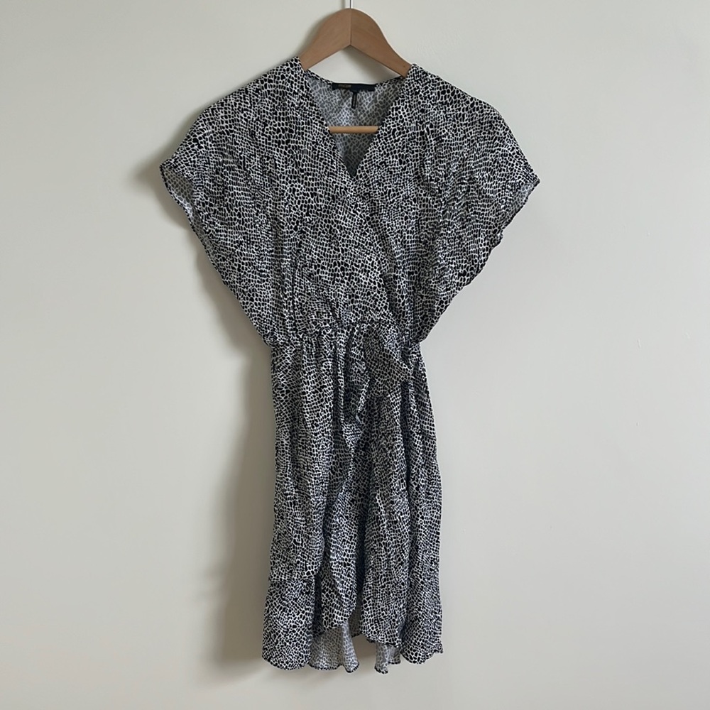 -Maje Black and White Speckled Snakeskin Print Mini Dress EU 34